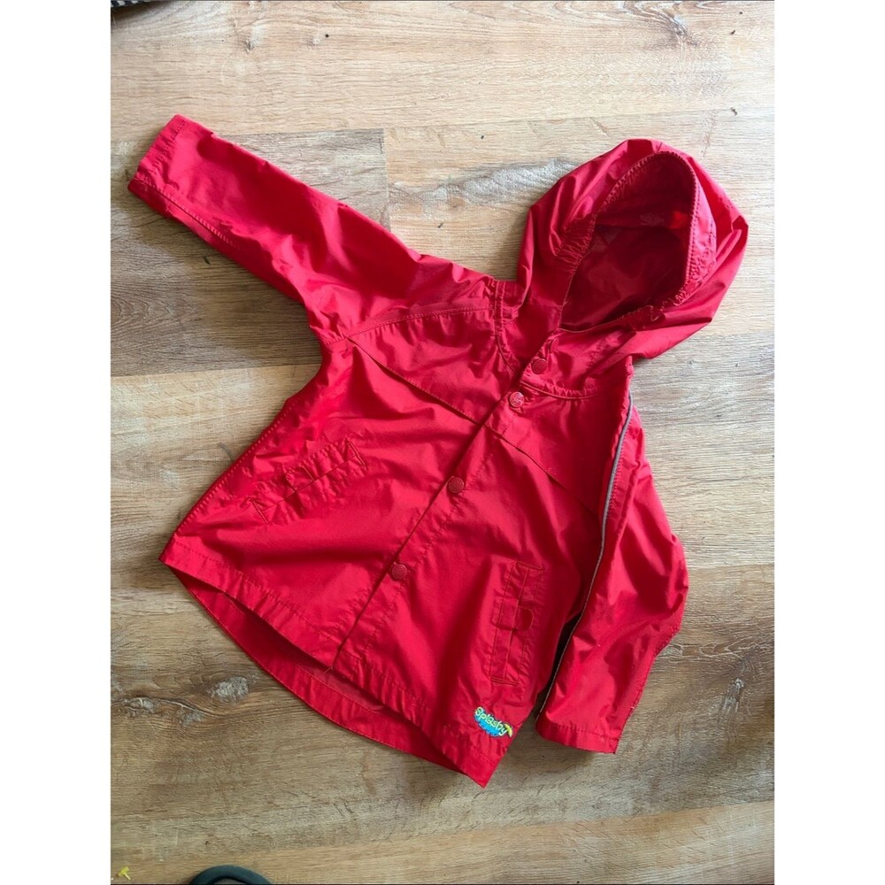 Vintage Splashy Kids Red Hooded Rain Jacket